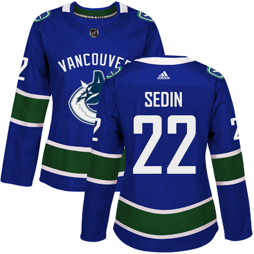 Adidas Vancouve Canucks #22 Daniel Sedin Blue Home Authentic Women Stitched NHL Jersey->women nhl jersey->Women Jersey